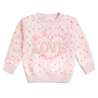 Pink Rose Love Patch Sweatshirt - Kids Boutique Clothing