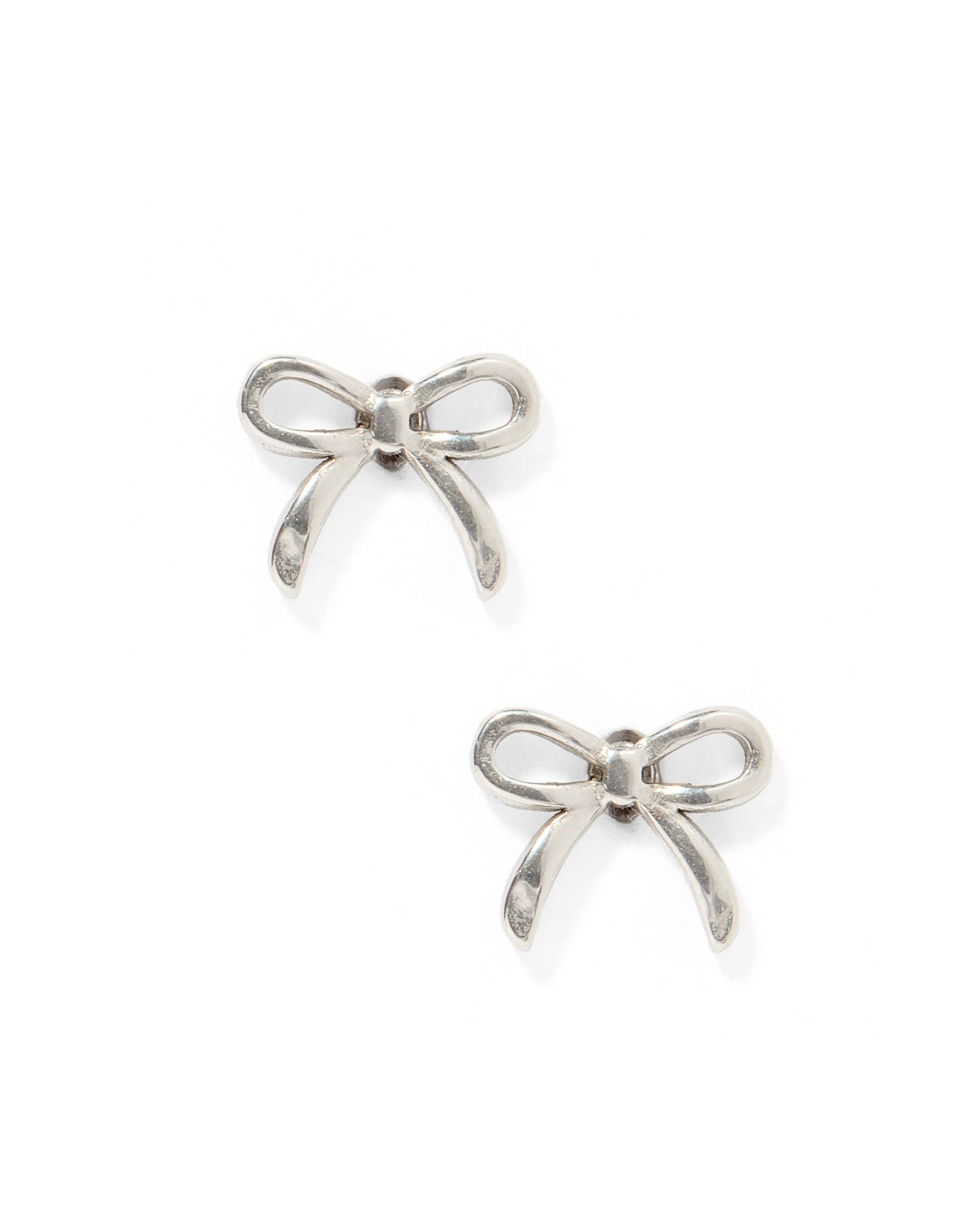 Screwback Stud Earrings - Sadie Bow Silver