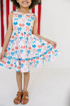 Lara Poplin Dress in Patriotic Bows