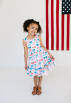 Lara Poplin Dress in Patriotic Bows