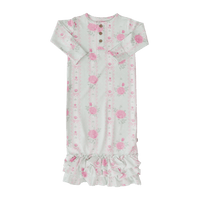 Ruffle Receiving Gown - Roses and Lace