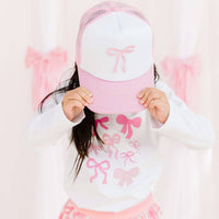 Coquette Bow Patch Trucker Hat - Pink/White - Kids Bows