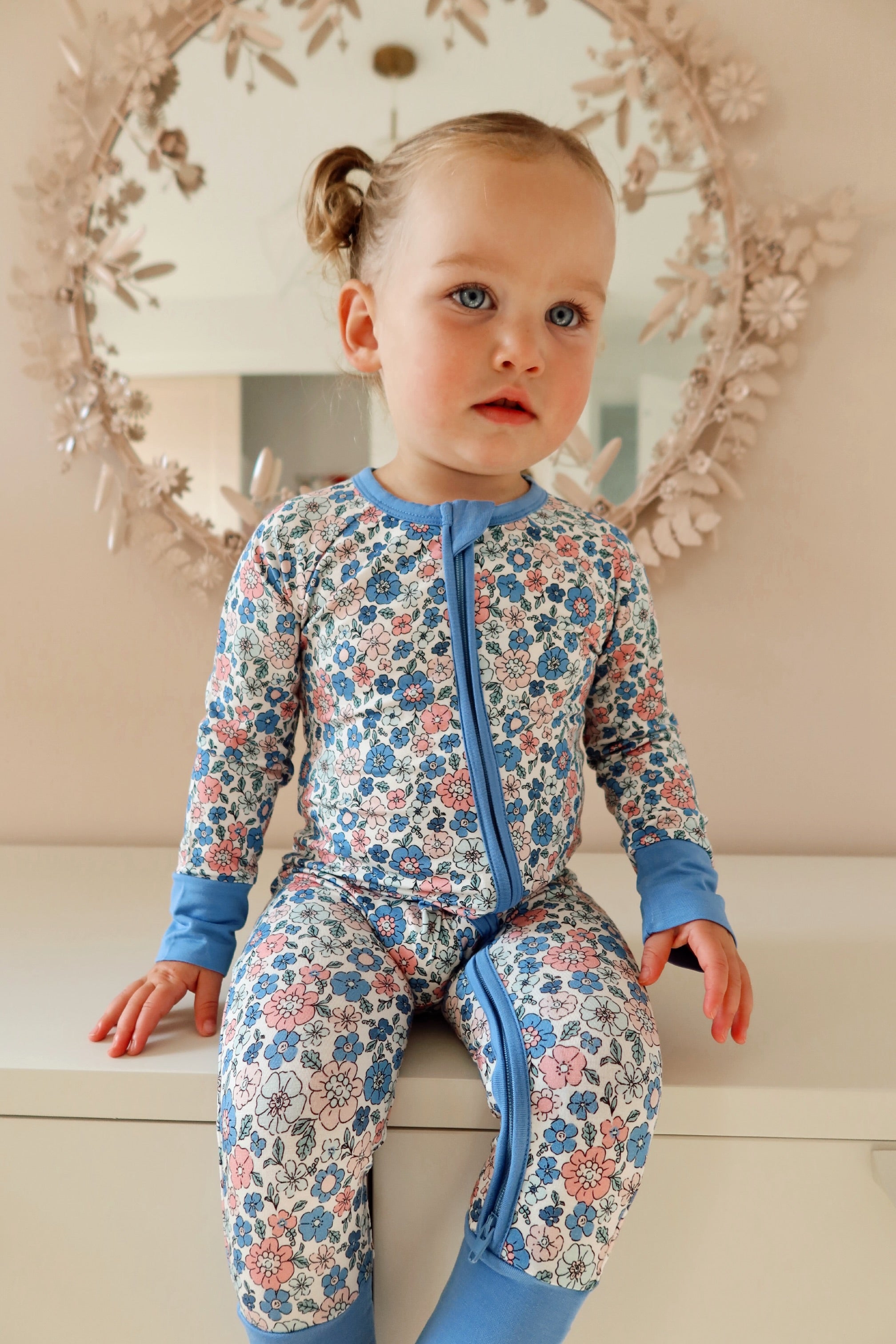 In My Jammers Lily Floral Zipper Romper