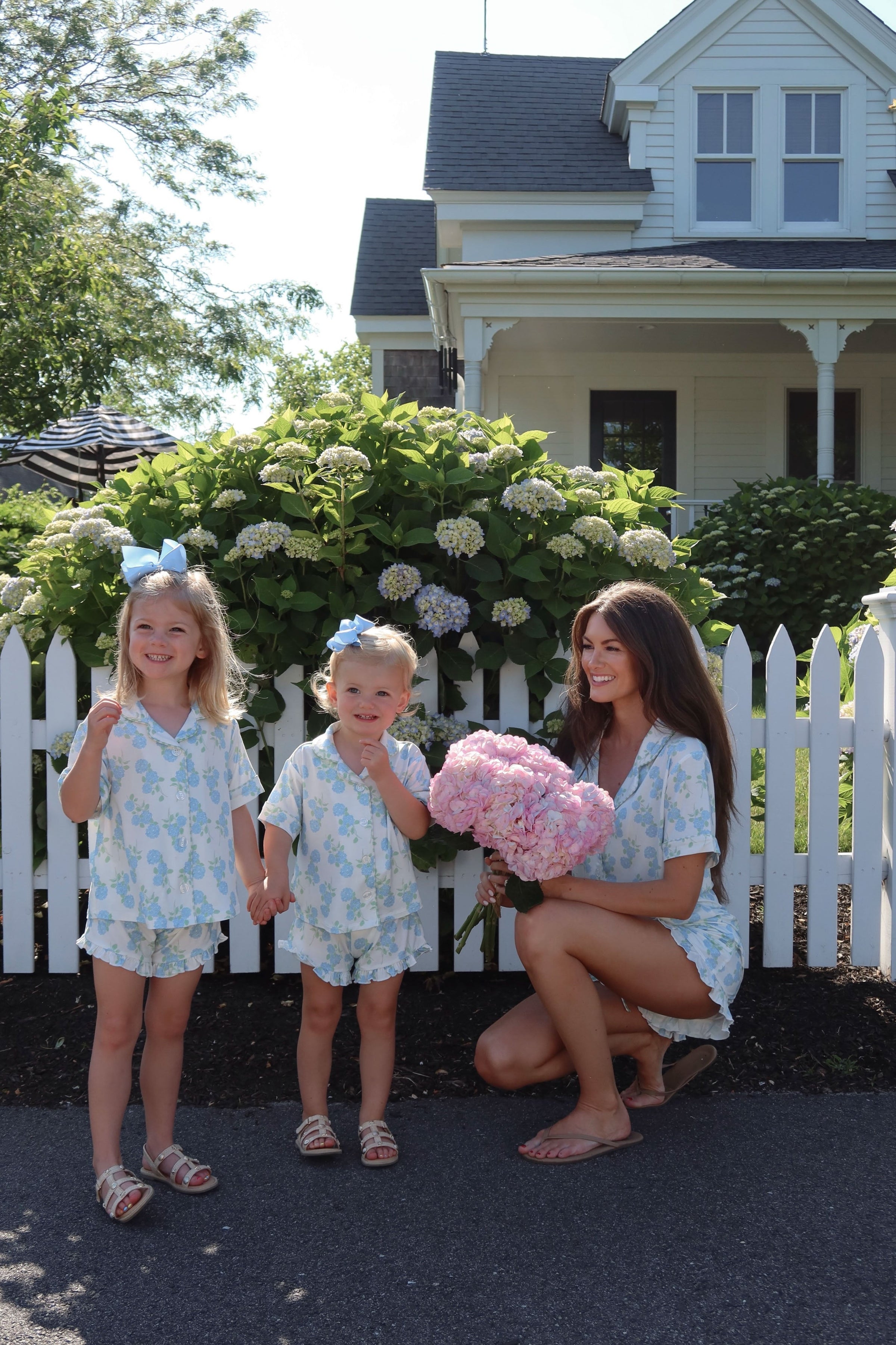 In My Jammers East Coast Hydrangeas Kids Button Up Short Set IMJ x Caitlin Covington