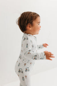 In My Jammers Blue Golf Zipper Romper