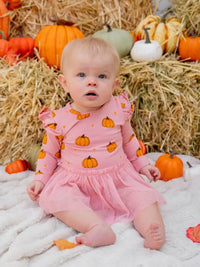 Sweet Wink Pumpkin Blush Long Sleeve Tutu Bodysuit