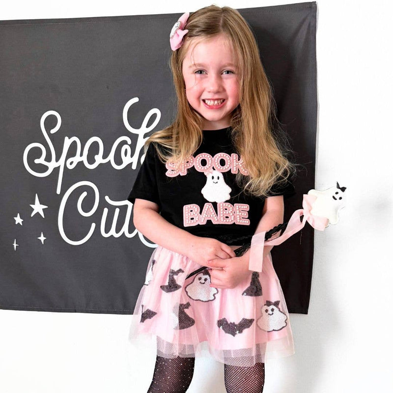 Spooky Babe Patch Halloween Short Sleeve T-Shirt