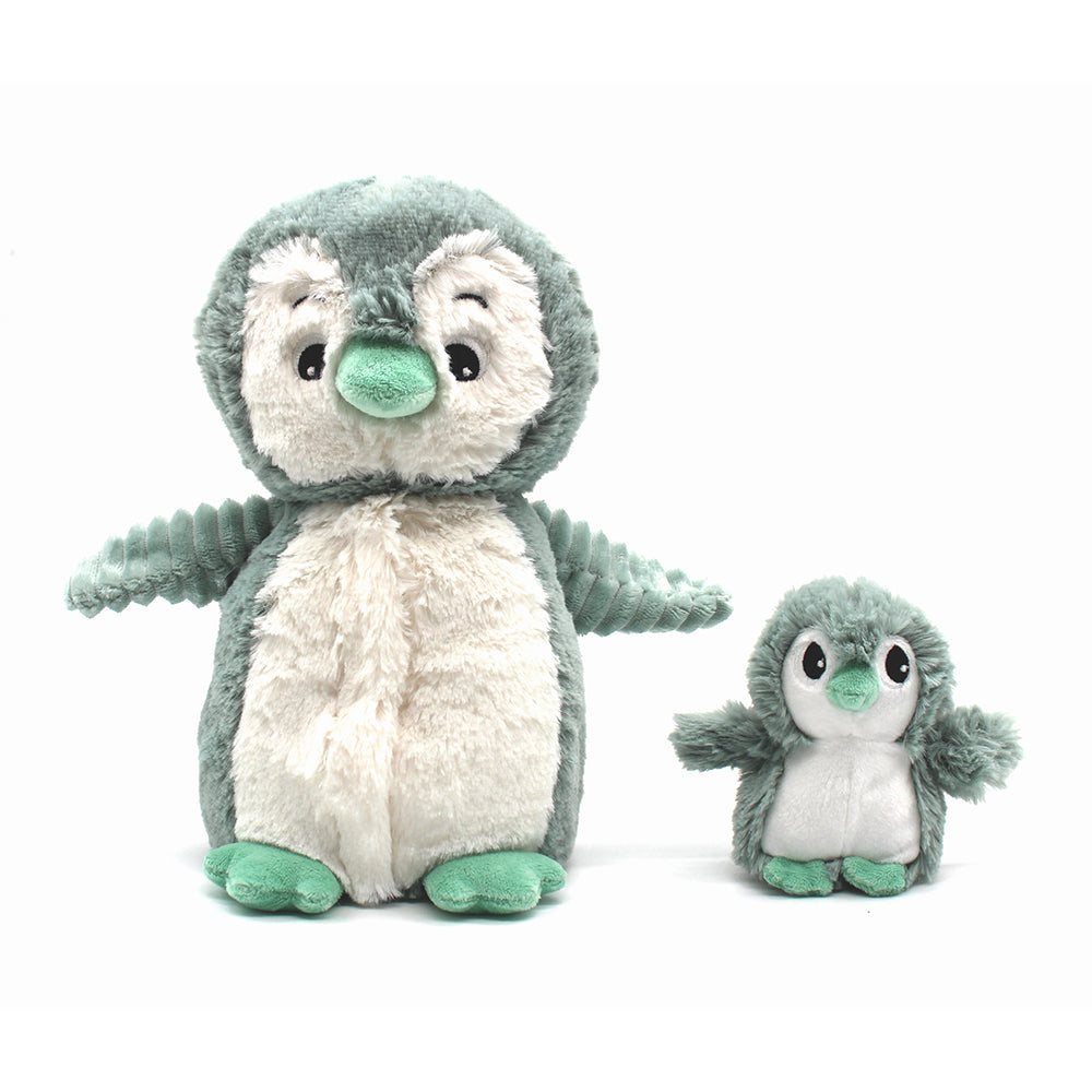 Les Ptipotos Iglou Penguin Plush Toy Mother And Her Mint Green Baby