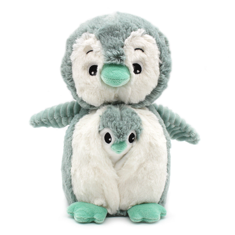 Les Ptipotos Iglou Penguin Plush Toy Mother And Her Mint Green Baby