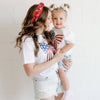 Patriotic Sequin Bow Patch Short Sleeve T-Shirt