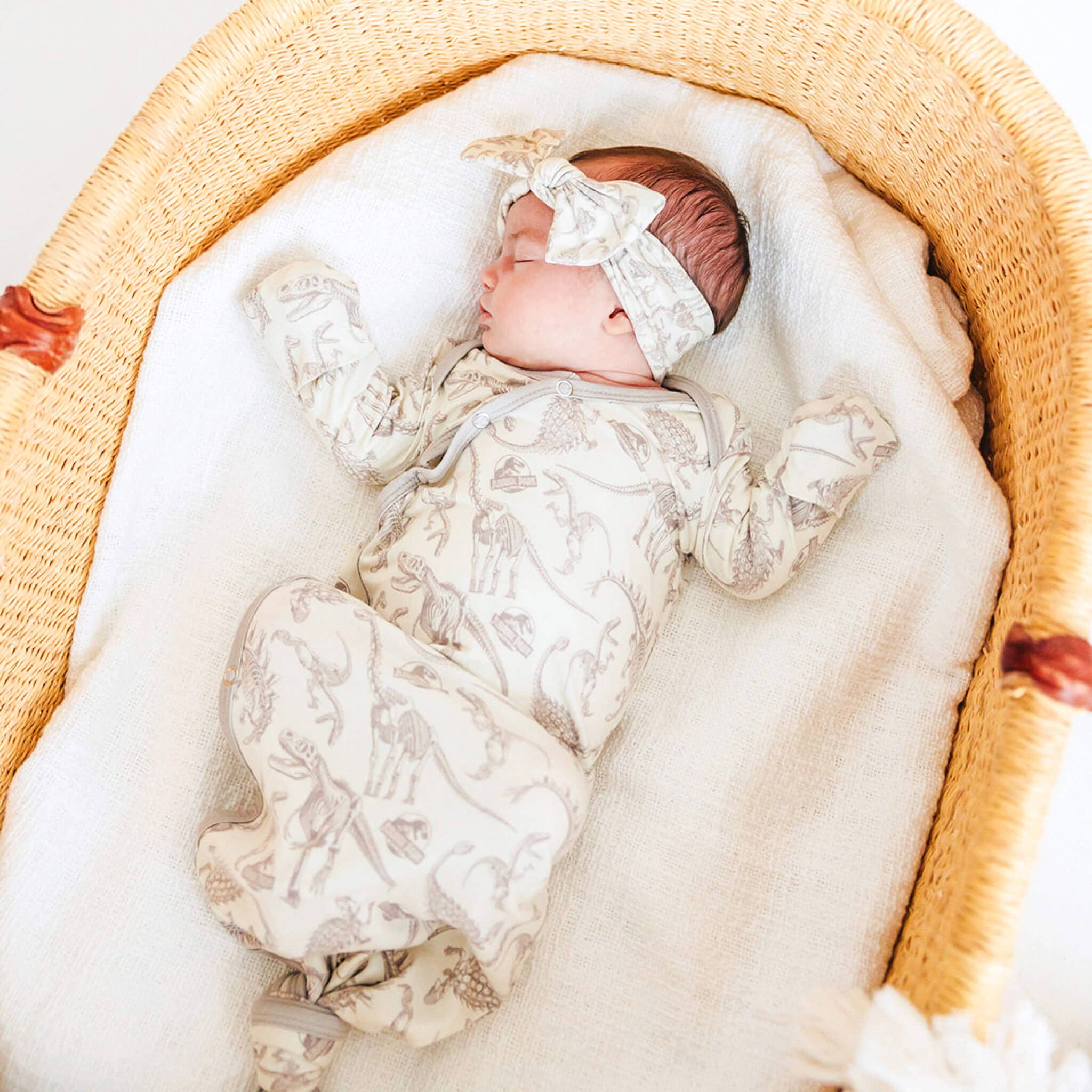 Copper Pearl Newborn Knotted Gown | Jurassic Park Fossils