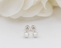Sterling Silver Girls Screw-Back Silver Ball Stud Earrings