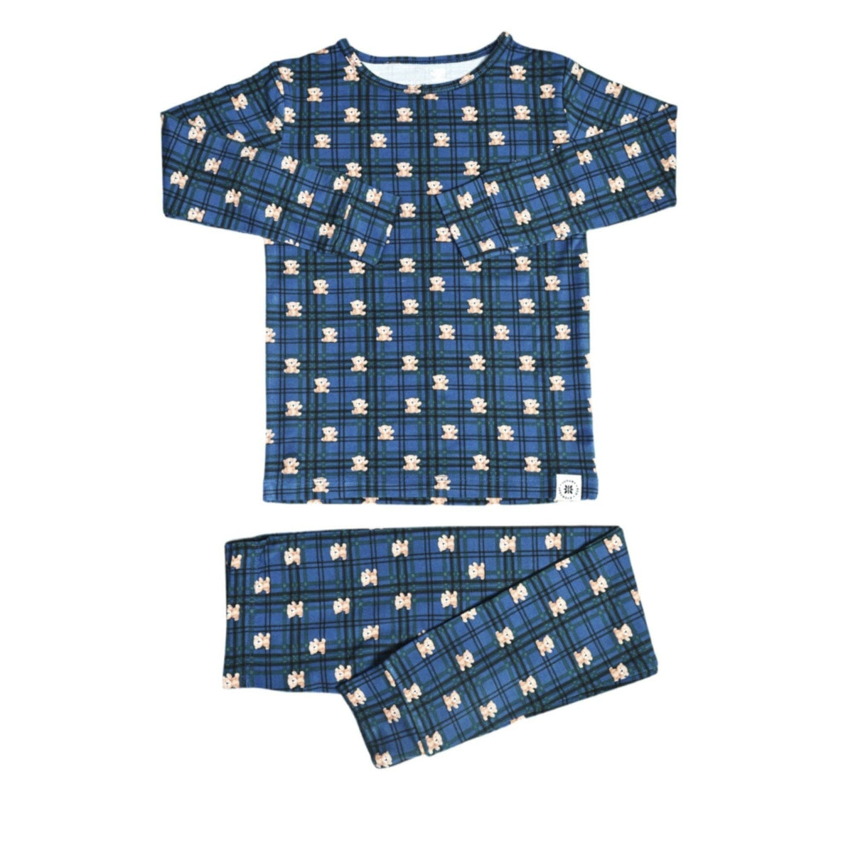 Big Kid Pajama Set - Teddy Bear Plaid - Baby Biz
