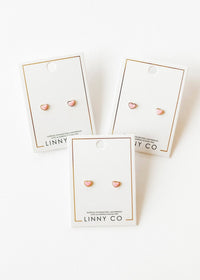 Screwback Stud Earrings - Nora Heart Pink