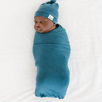 Copper Pearl Knit Swaddle Blanket | Steel