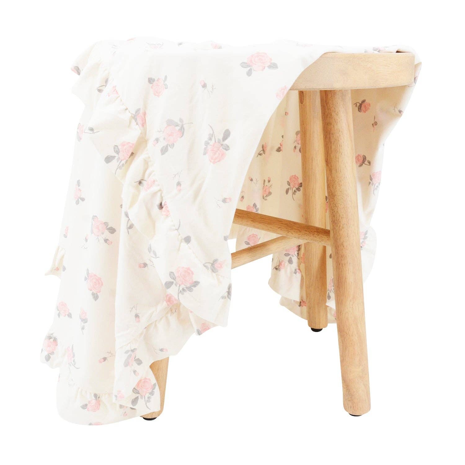 Ruffle Blanket - Roses White: Roses White