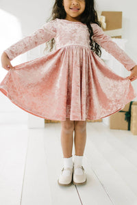 Gwendolyn Dress in Crushed Blush Velvet