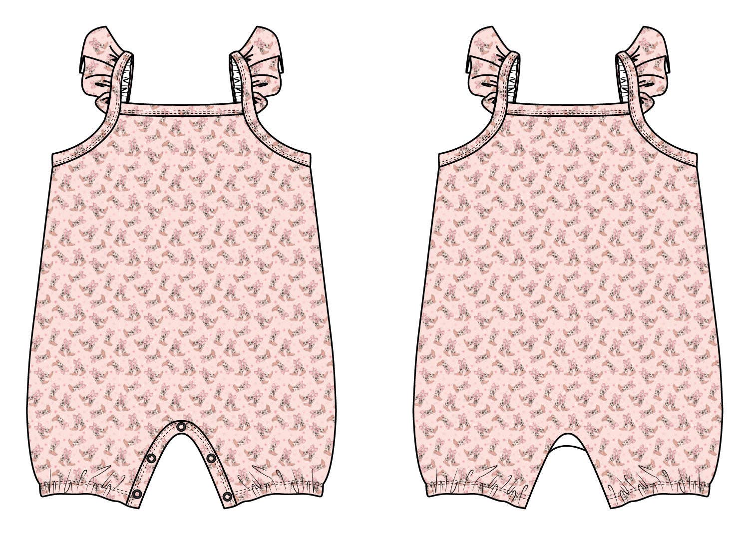 Flutter Sleeve Romper - Cowhide Boots: Cowhide Boots