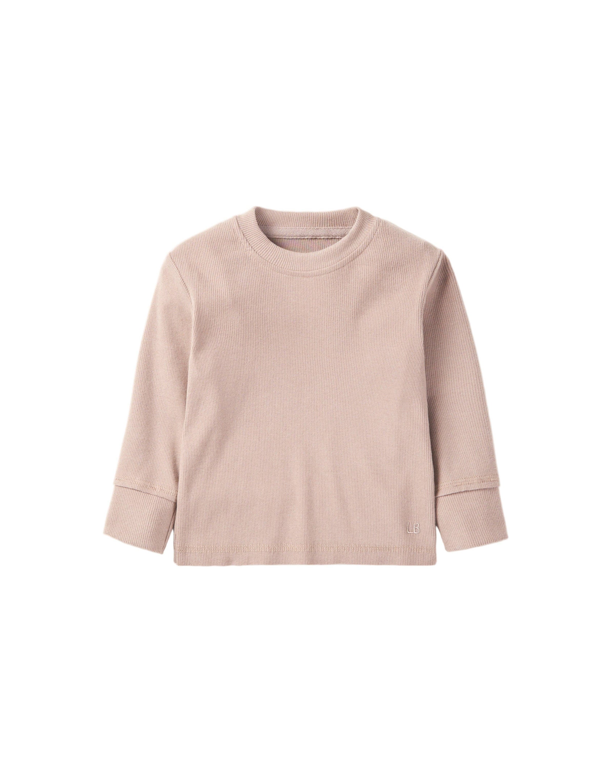 Long Sleeve Ribbed Tee - Mushroom