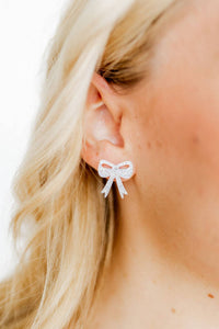 Sophia Bow Earrings - Iridescent Glitter