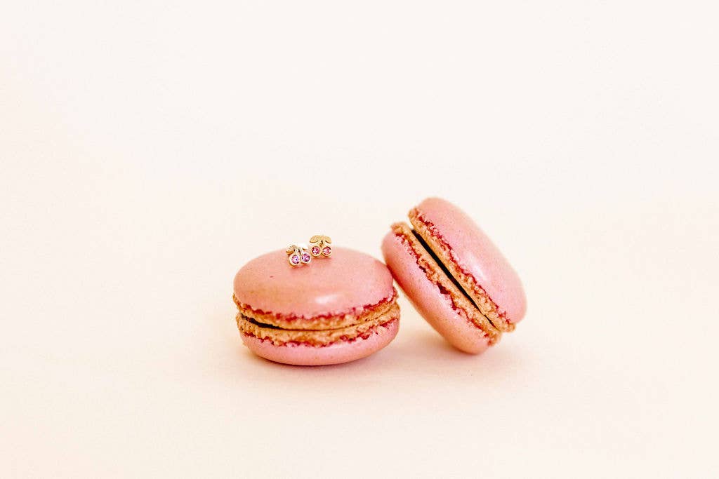 Screwback Stud Earrings - Pink Cherry