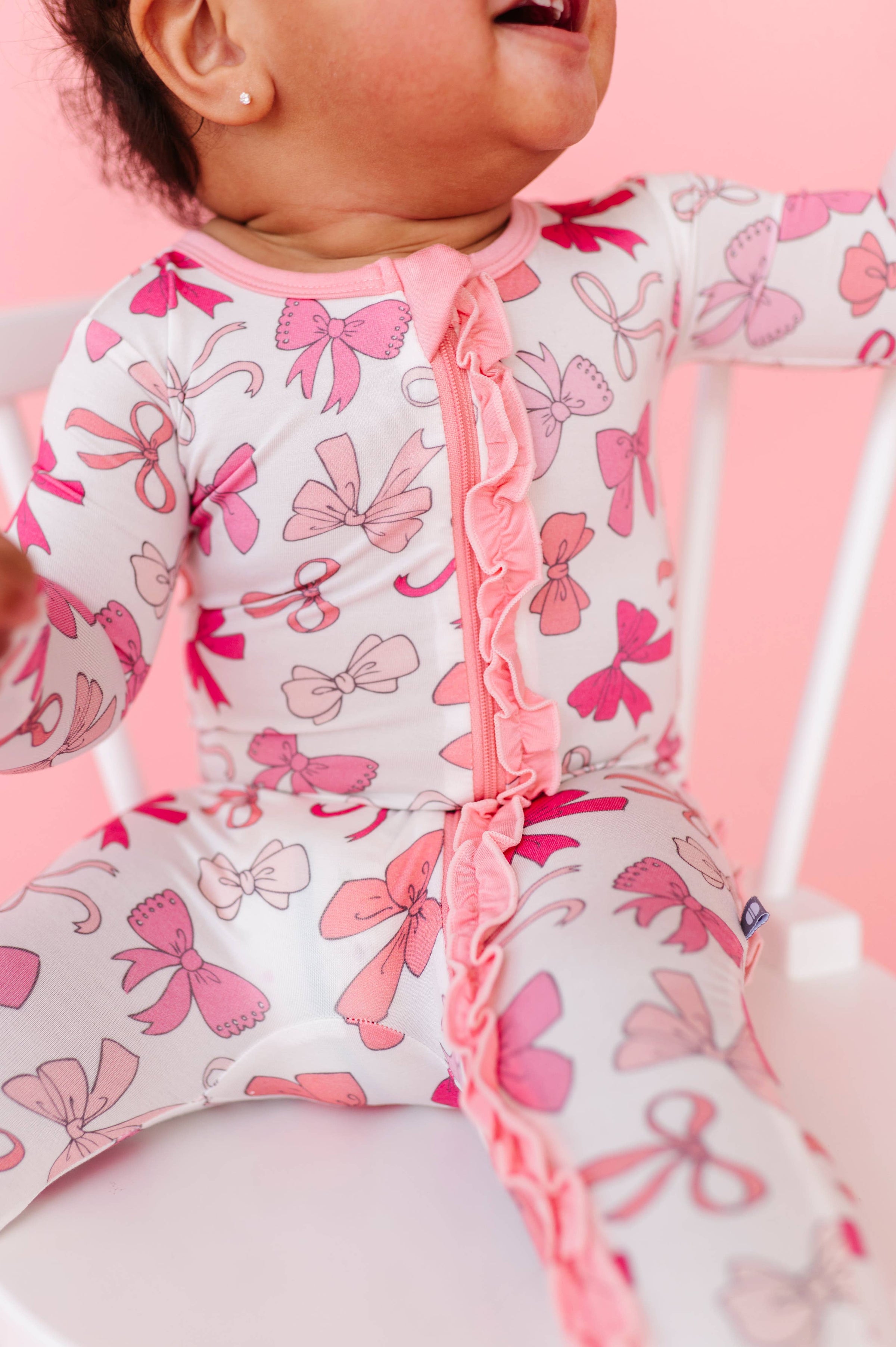 Pink Bows Ruffle Footsie