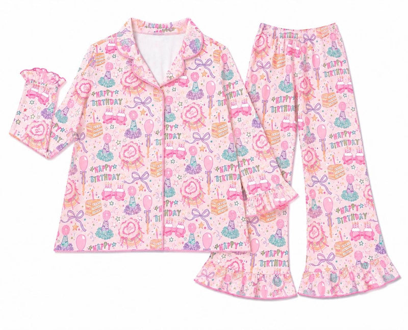 In My Jammers Birthday Girl Girls' Long Sleeve Ruffle Flare Set - Baby Biz