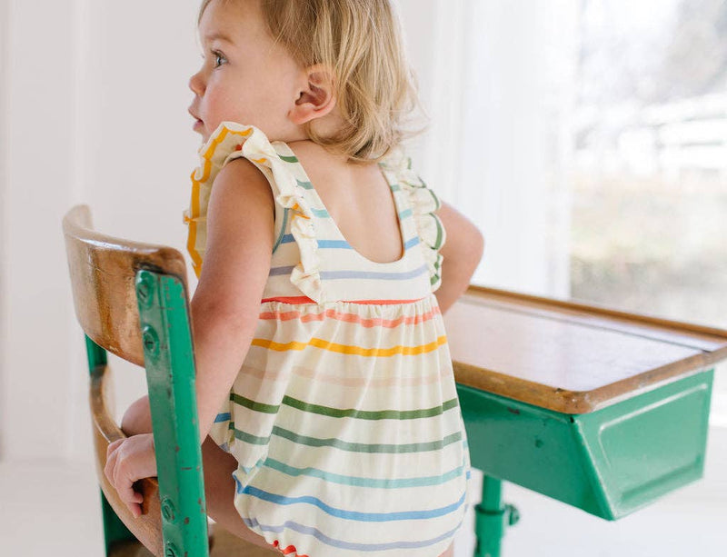 Amelia Romper in Primary Stripe