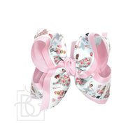 Layered Christmas Nutcracker Pastel Bow on Alligator Clip: Light Pink / 4.5" Large