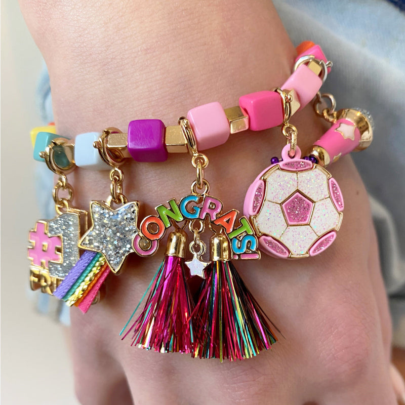 Charm It! Gold Glitter Soccer Ball Charm