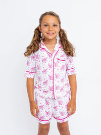 Preppy Goose Pink Flowers Short Sleeve Pajama Set
