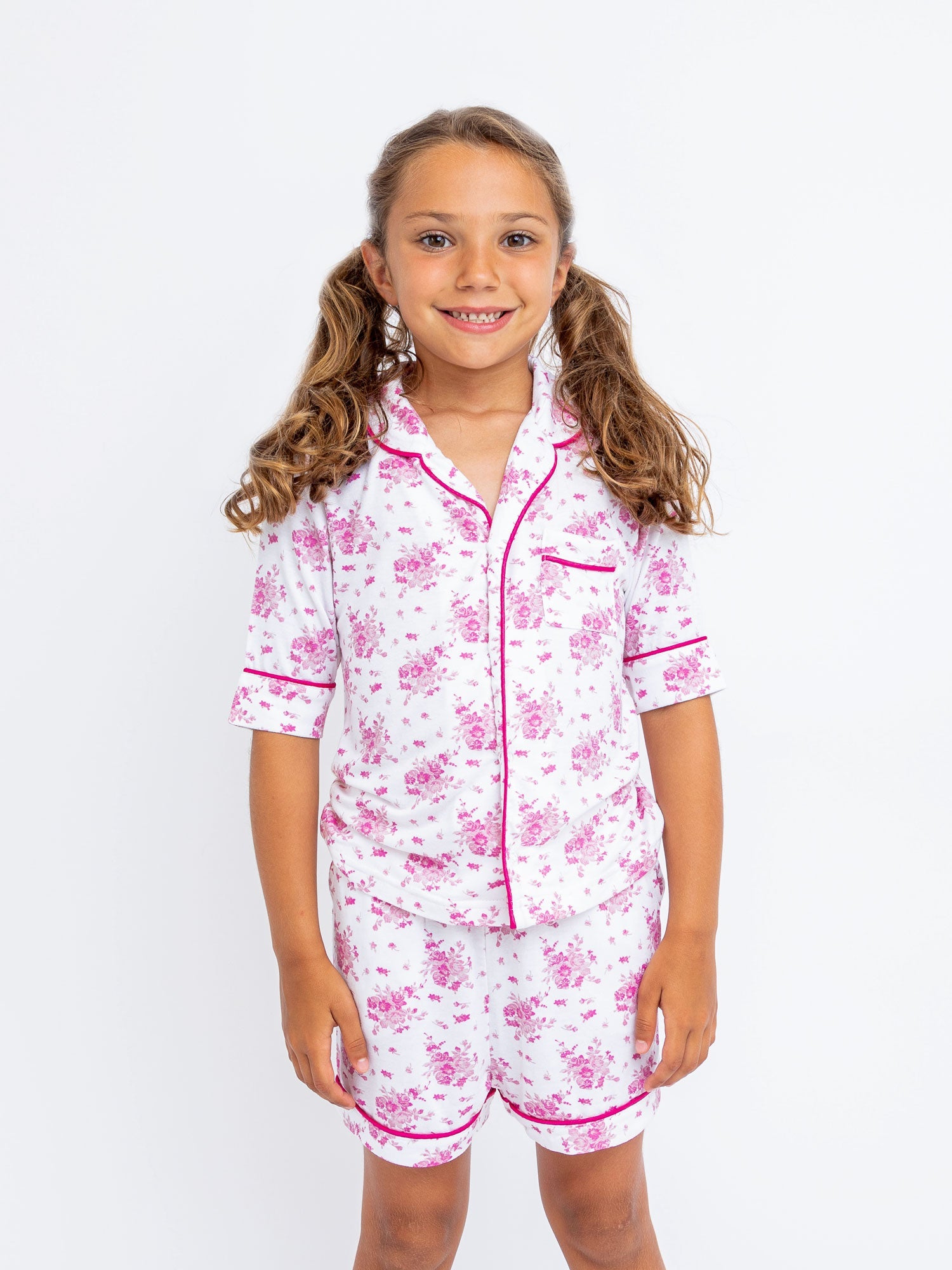 Preppy Goose Pink Flowers Short Sleeve Pajama Set