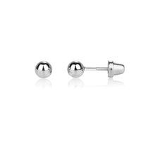 Sterling Silver Girls Screw-Back Silver Ball Stud Earrings