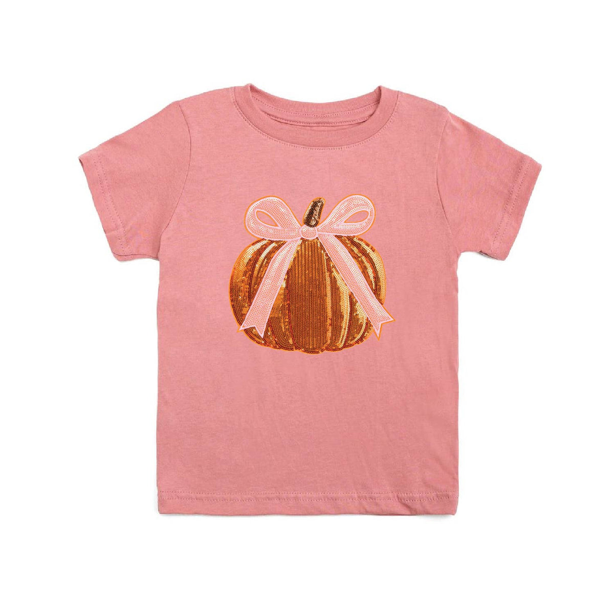 Coquette Pumpkin Sequin Patch Short Sleeve T-Shirt - Kids