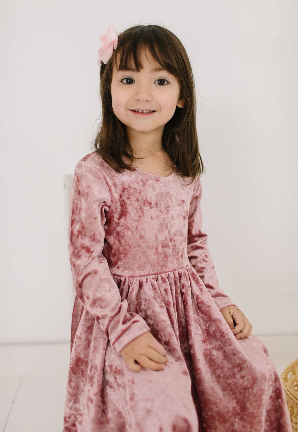 Gwendolyn Dress in Tea Rose Crushed Velvet