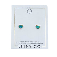 Screwback Stud Earrings - Nora Heart Teal