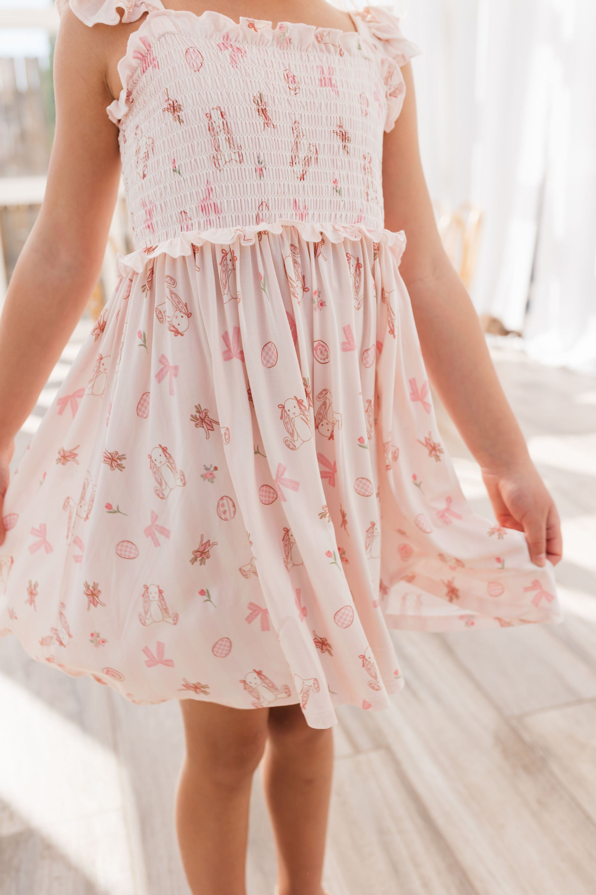 In My Jammers Rosie Rabbit Smocked Twirl Dress