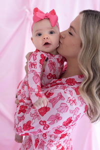 In My Jammers Valentine's Bow Zipper Romper