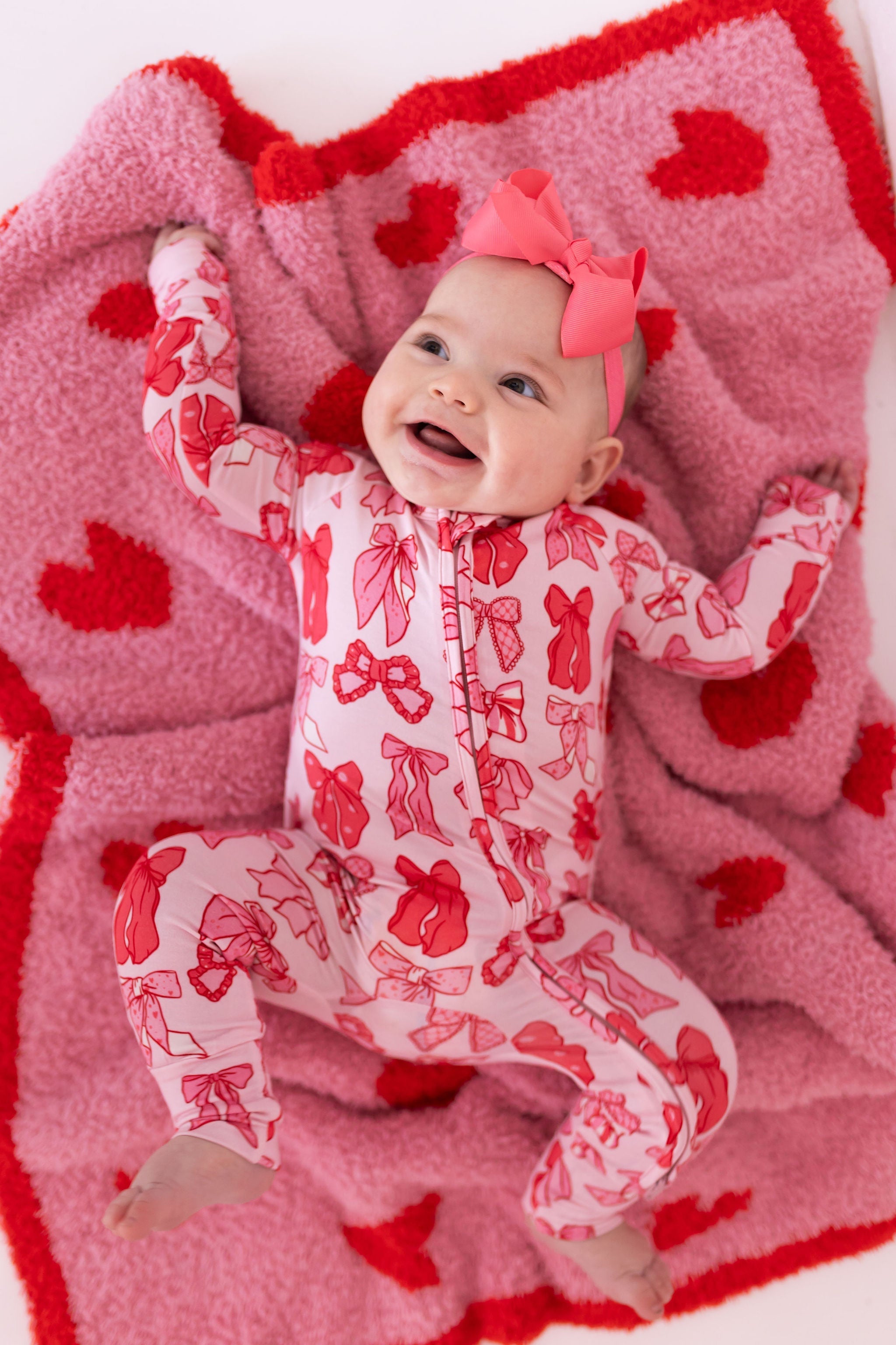 In My Jammers Valentine's Bow Zipper Romper