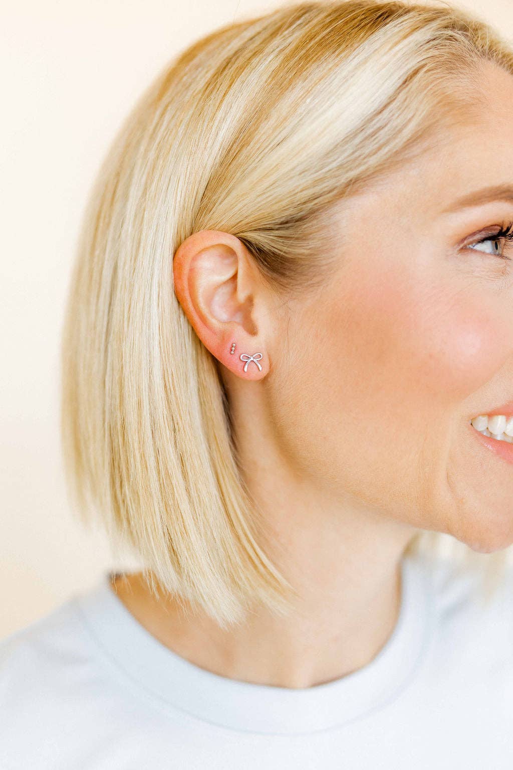 Screwback Stud Earrings - Sadie Bow Silver