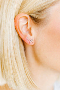 Screwback Stud Earrings - Sadie Bow Silver