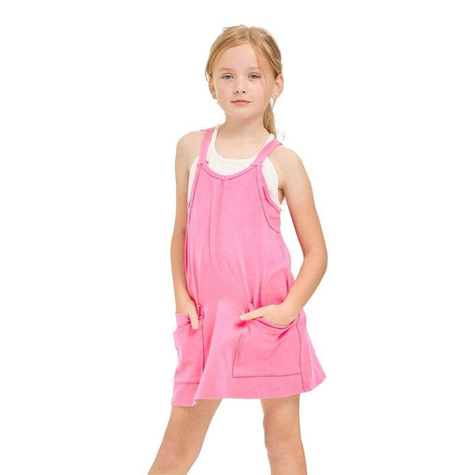 Relaxed Tank Dress with Built-In Romper Pink
