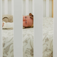 Copper Pearl Premium Knit Fitted Crib Sheet | Jurassic Park Fossils