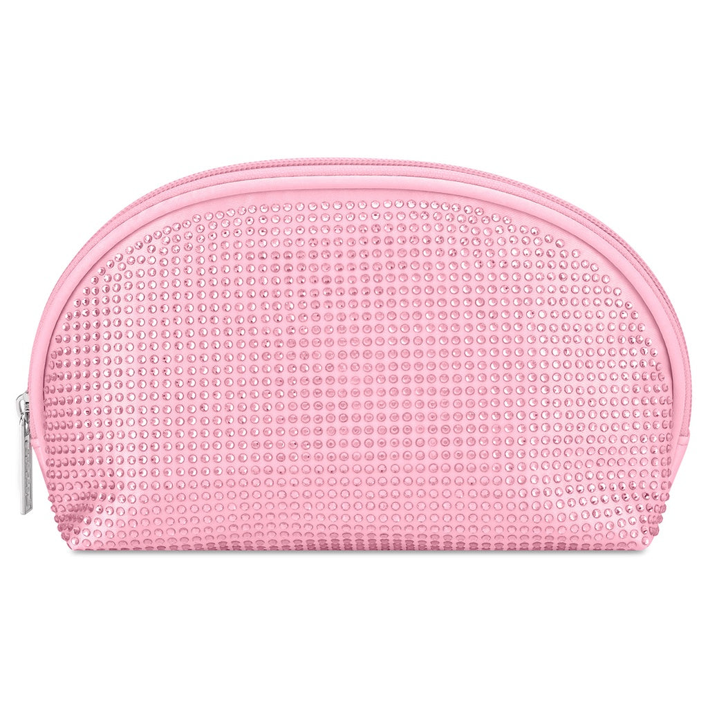 Iscream Pink Rhinestone Oval Cosmetic Bag