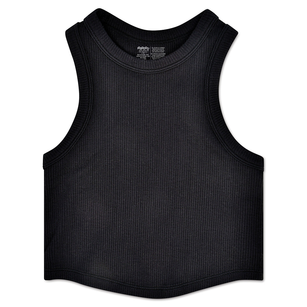 Iscream Black Cropped Ribbed Racerback Tank Top
