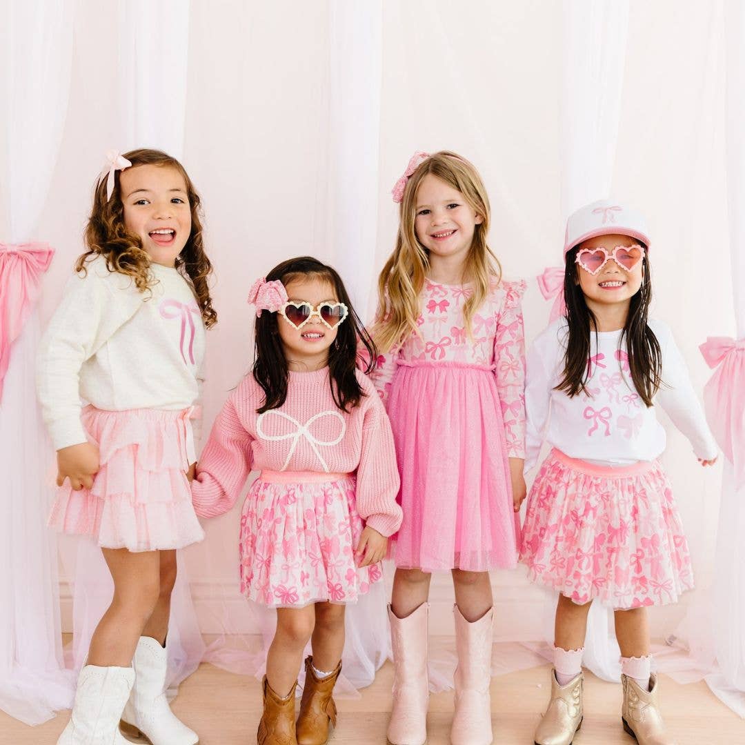 Coquette Bow Patch Trucker Hat - Pink/White - Kids Bows