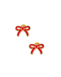 Screwback Stud Earrings - Sadie Bow Red