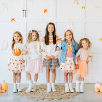Coquette Pumpkin Sequin Patch Short Sleeve T-Shirt - Kids