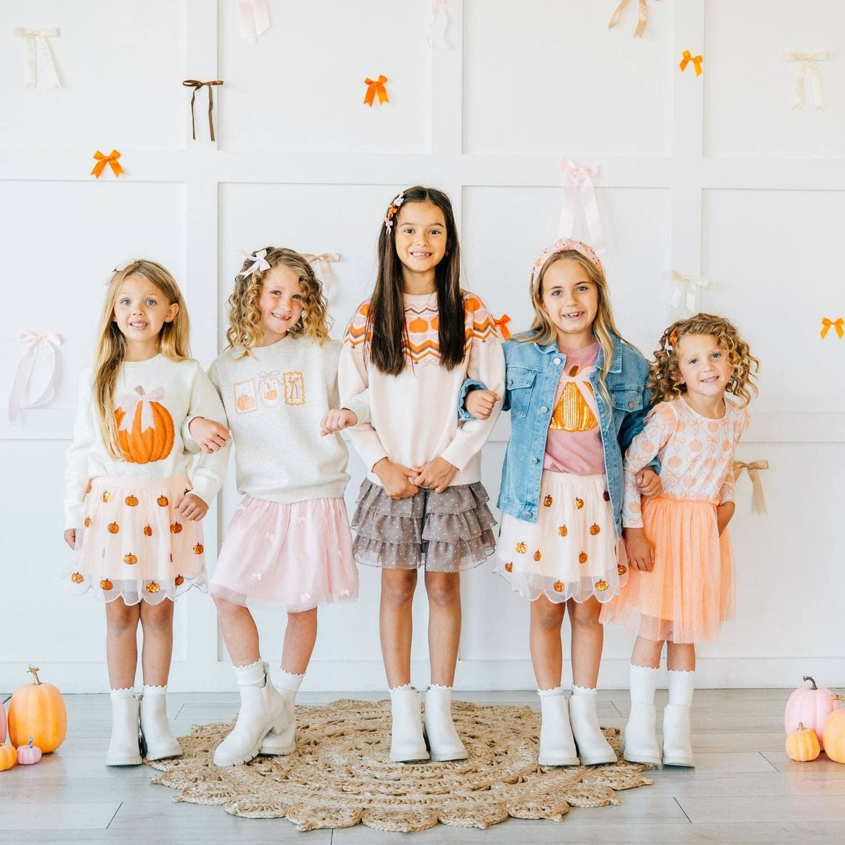Coquette Pumpkin Sequin Patch Short Sleeve T-Shirt - Kids