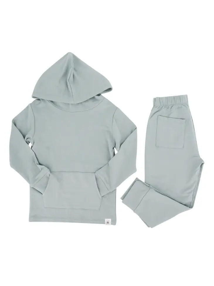 Sweet Bamboo French Terry Hooded Jogger Set - Abyss Teal